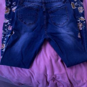 Miss Me Dark Blue Floral Embroidered Jeans